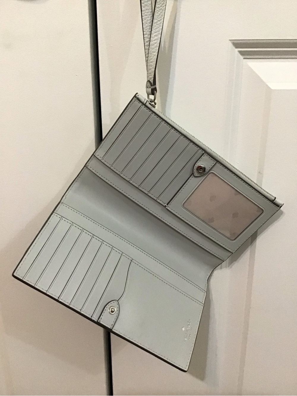 kate spade Pebbled Leather Wristlet in Light Gray - Picture 2 of 3